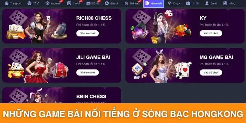 Những game bài nổi tiếng ở sòng bạc Hongkong